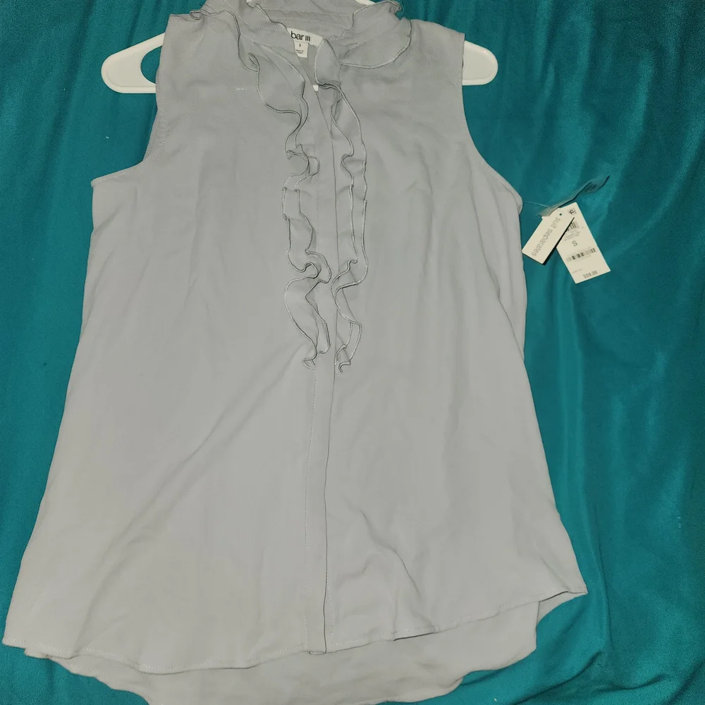 Light Gray Ruffle Blouse - Picture 3 of 5